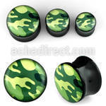 apguu acrylic double flared plug with army camouflage pattern
