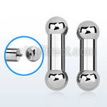 bb00x 10mm 316l steel tongue barbell w external threaded ball