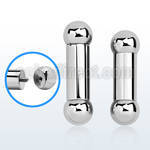 bb0x 8mm 316l steel tongue barbell w external threaded balls