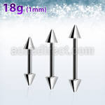 bb18cn3 surgical steel eyebrow barbell with two 3mm cones
