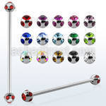 bb5c 316l steel industrial barbell with a 5mm multi crystals