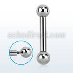 bb8x 3mm 316l steel tongue barbell w external threaded balls