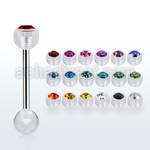 bbajb6 steel tongue barbell w top 6mm acrylic crystal ball