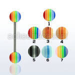 bbbd 316l steel tongue barbell with 6mm acrylic beach ball