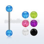 bbbuv5 316l steel tongue barbell w 5mm acrylic uv bubble ball