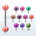 bbdxf 316l steel tongue barbell w acrylic spider web ball