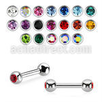 bbe2c 316l steel eyebrow barbell with 3mm bezel set jewel ball