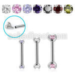 bbe2czin internally threaded steel eyebrow barbell w 3mm cz stone