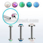 bbe2oin internally threaded steel barbel w synthetic opal tops