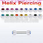 bbeajb3 steel eyebrow barbell w two 3mm crystak bio flex balls