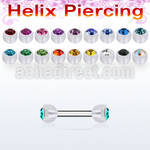 bbeajb4 steel eyebrow barbell w two 4mm crystak bio flex balls