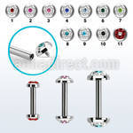 bbefrbin internally threaded steel barbel flat multi crystal dot