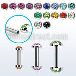 bbefrcin internally threaded steel barbel flat multi crystal top