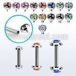 bbefrdin internally threaded steel barbel multi crystal tri star