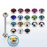 bbehjb3 316l steel eyebrow barbell w bezel set half jewel balls