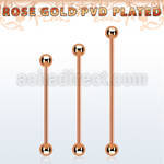 bbeittb rose gold steel industrial barbell w 2 4mm balls