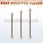 bbeittcn rose gold steel industrial barbell w 2 4mm cones
