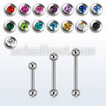 bbejb25 316 steel eyebrow barbell with two 2 5mm jewel balls