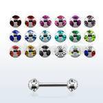 bbejb3 316l steel eyebrow barbell with 3mm multi jewel ball