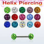 bber23 316l steel helix piercing with 3mm multi crystal ball