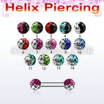 bber23e 316l steel helix eyebrow barbell with 2 color crystal
