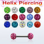 bber24b 316l steel helix piercing with 4mm multi crystal ball