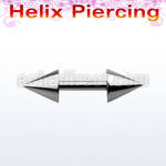bber30 1 2mm 316l steel helix barbell with two 4mm cones