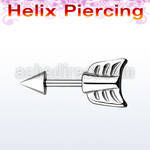 bber33 316l steel helix barbell with 4mm cone steel arrow end