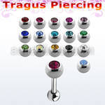 bber35 316l steel tragus barbell w bezel jewel steel ball