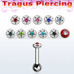 bber38b 316l steel tragus barbell w 3mm top lower 3mm ball