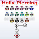bber46b 316l steel helix barbell w dangling jewel ball