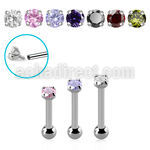 bber52cz internally threaded steel tragus barbell w. 3mm cz stone