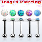 bber63 316l steel tragus barbell w 3mm synthetic opal stone