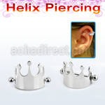 bber65 316l steel cartilage piercing crown w two 3mm balls