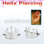 bber66 316l steel cartilage piercing crown w two 3mm cones