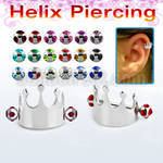 bber68 steel cartilage piercing crown w 2 3mm multi jewel ball