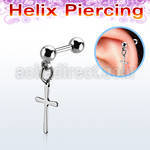 bber74 steel helix barbell w 4mm balls dangling plain cross