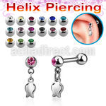 bber83 steel helix barbell 16g w 4mm jewel balls w tulip 