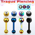 bbert35 anodized 316l steel tragus barbell w 4mm bezel jewel