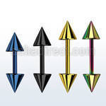 bbert59 anodized 316 steel helix barbell with two 5mm cones