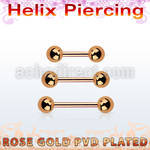 bbertt20 rose gold steel barbell w two 4mm balls