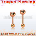 bbertt35 rose gold pvd steel tragus barbell w 4mm jewel ball