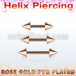 bbertt59 rose gold steel eyebrow or helix barbell w 2 5mm cones