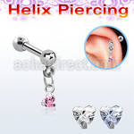 bberv6 316l steel helix barbell dangling 3mm heart prong cz