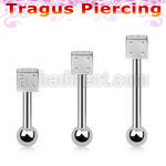 bbesdi 316l steel tragus barbell w one 3mm ball one dice