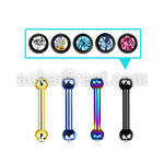 bbetjb25 anodized steel barbell w 2.5mm bezel set jewel balls