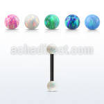 bbetop3 anodized steel barbell w 3mm round synthetic opal ball