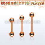bbettb rose gold steel eyebrow barbell w 2 3mm balls