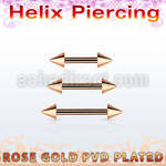 bbettcn rose gold steel eyebrow or helix barbell w 2 3mm cones