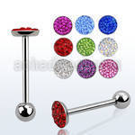 bbfcs1 316l steel tongue barbell with 7mm top w ferido crystals